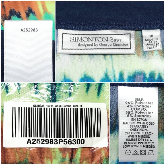 George Simonton Regular Printed Milky Knit Maxi Skirt, NWT 1X Aqua Combo A252983 - Picture 7 of 8